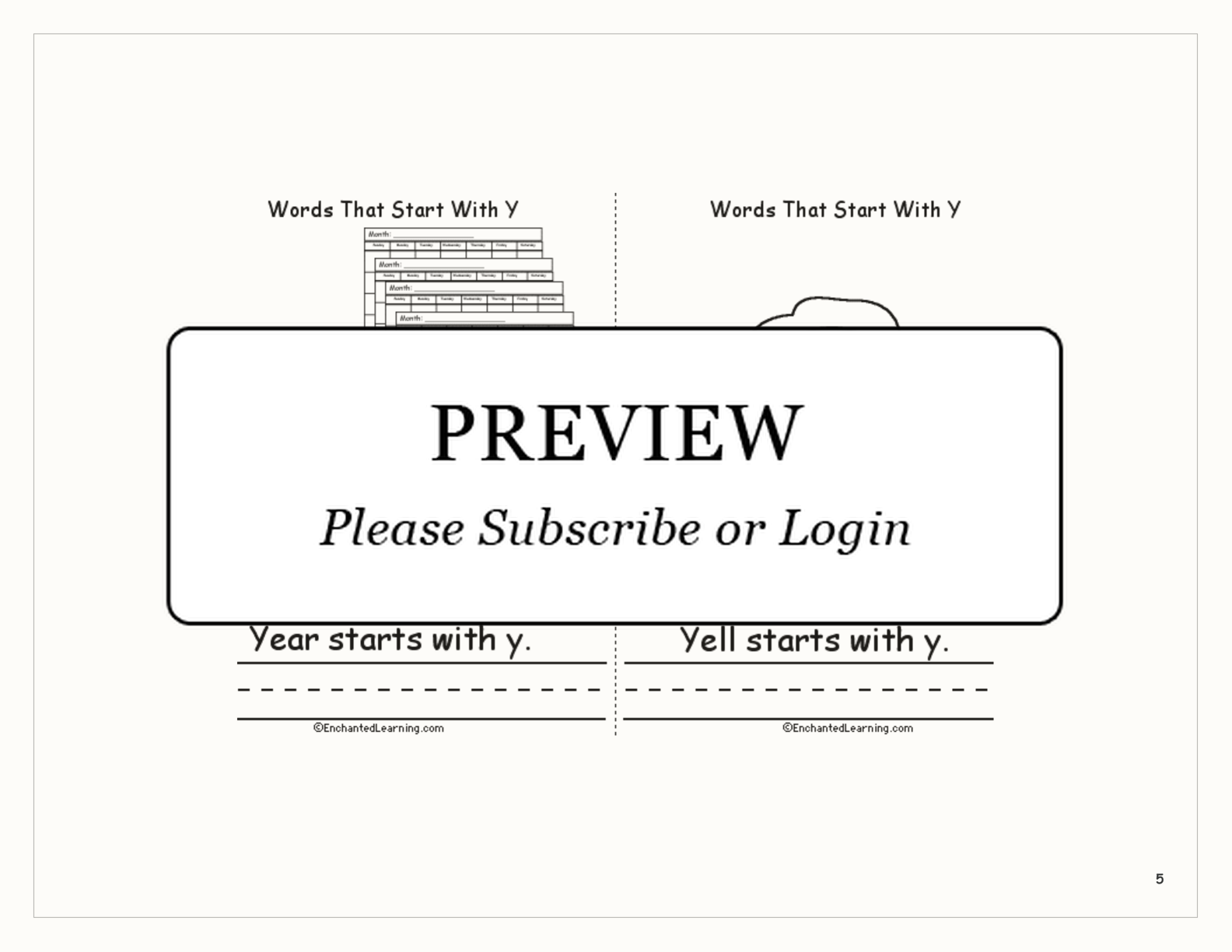 Words That Start With Y: A Printable Book interactive printout page 5