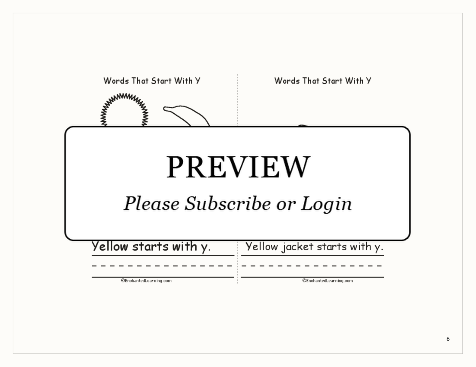 Words That Start With Y: A Printable Book interactive printout page 6