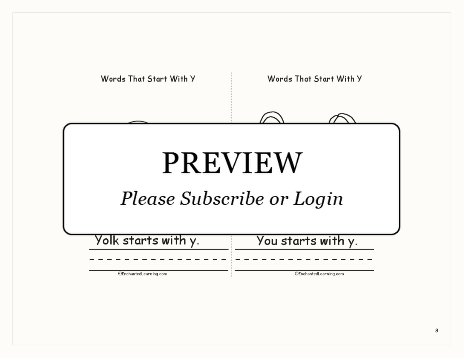 Words That Start With Y: A Printable Book interactive printout page 8