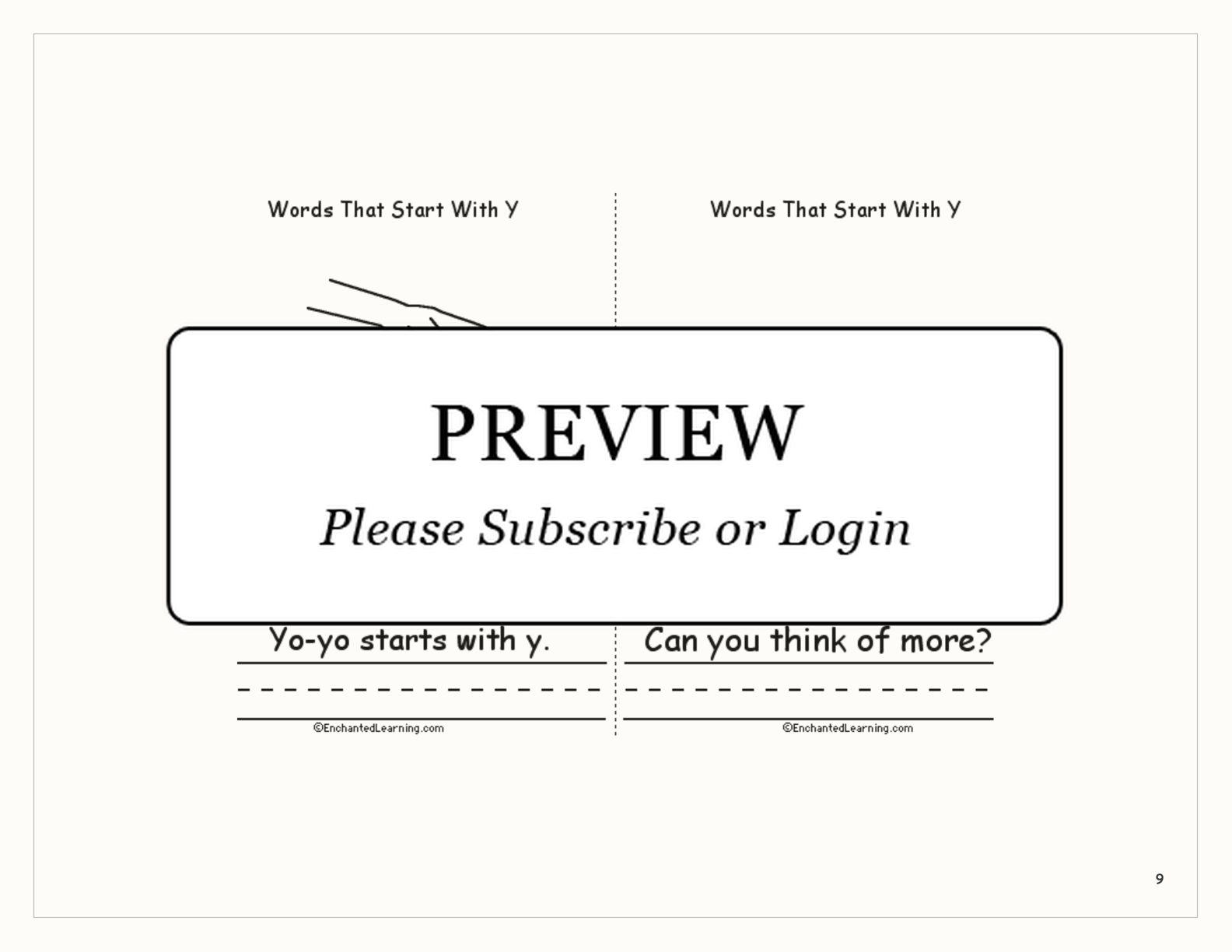 Words That Start With Y: A Printable Book interactive printout page 9