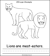 Search result: 'African Animals, A Printable Book: Lion Page'