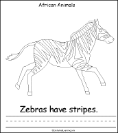 Search result: 'African Animals, A Printable Book: Zebra Page'