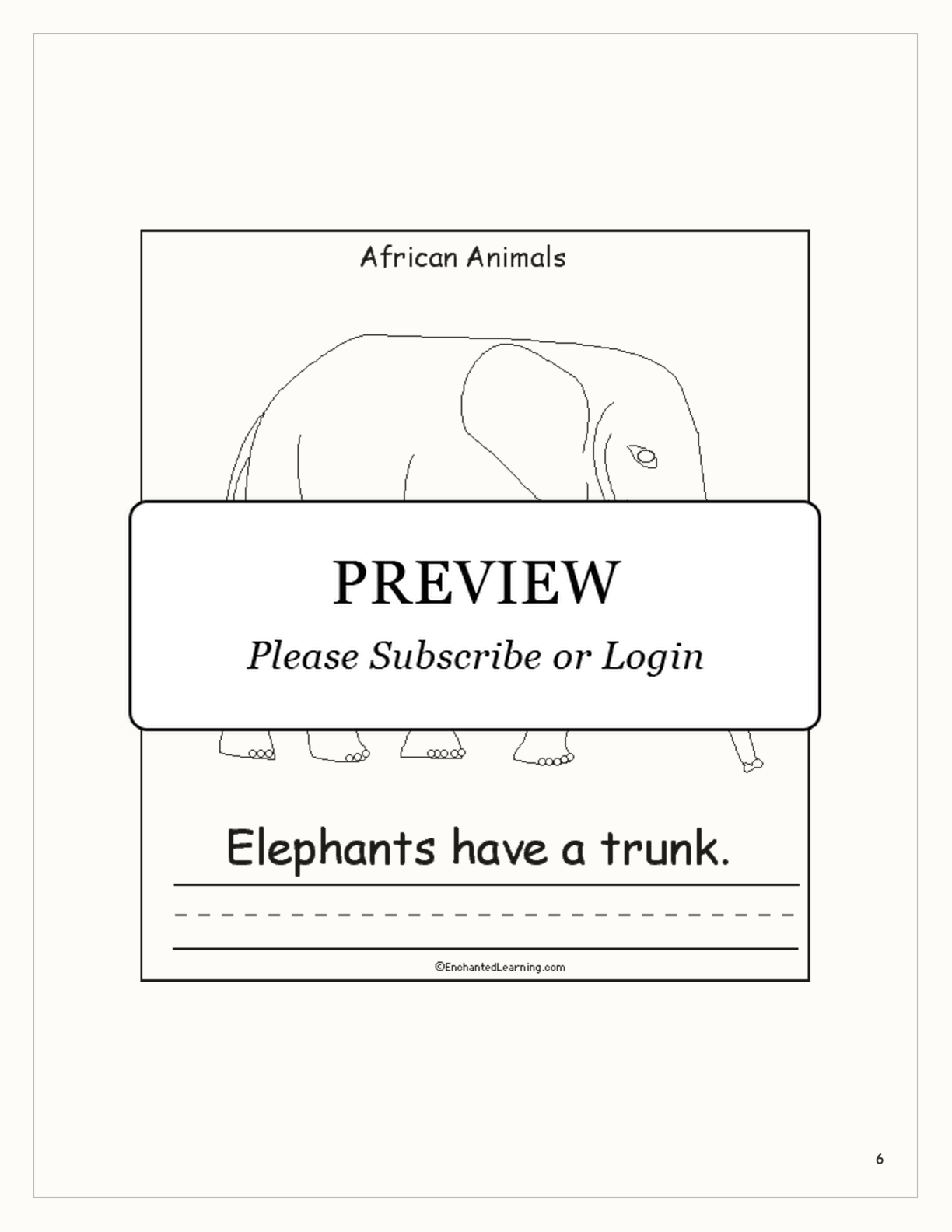 African Animals: A Printable Book interactive printout page 6