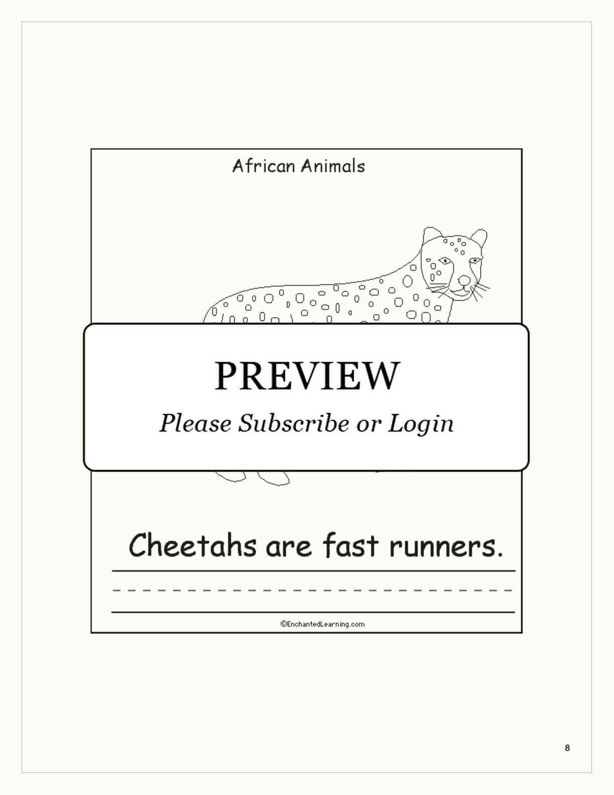 African Animals: A Printable Book interactive printout page 8