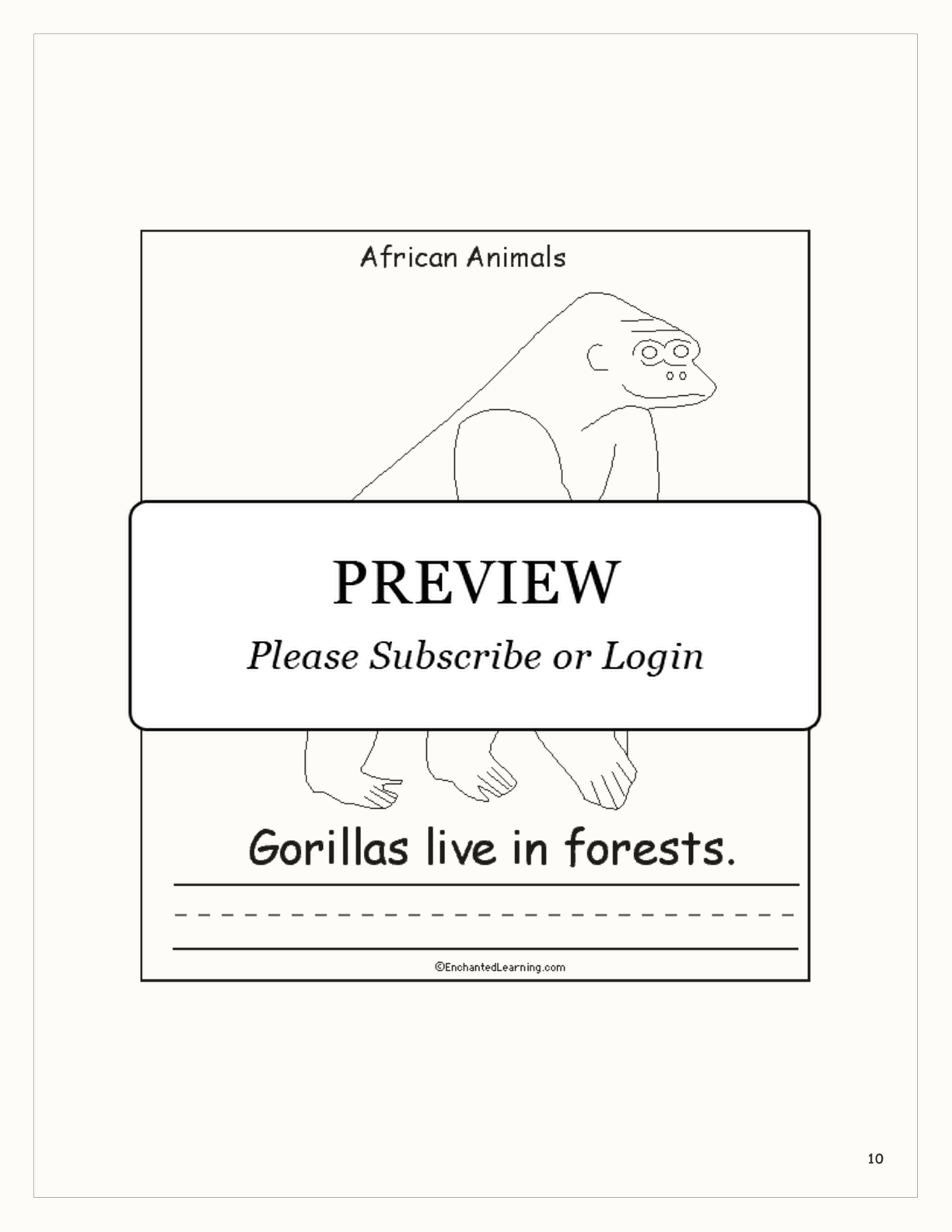 African Animals: A Printable Book interactive printout page 10