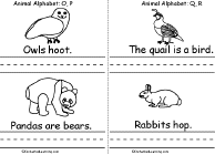 Owl, Panda, Quail, Rabbit
