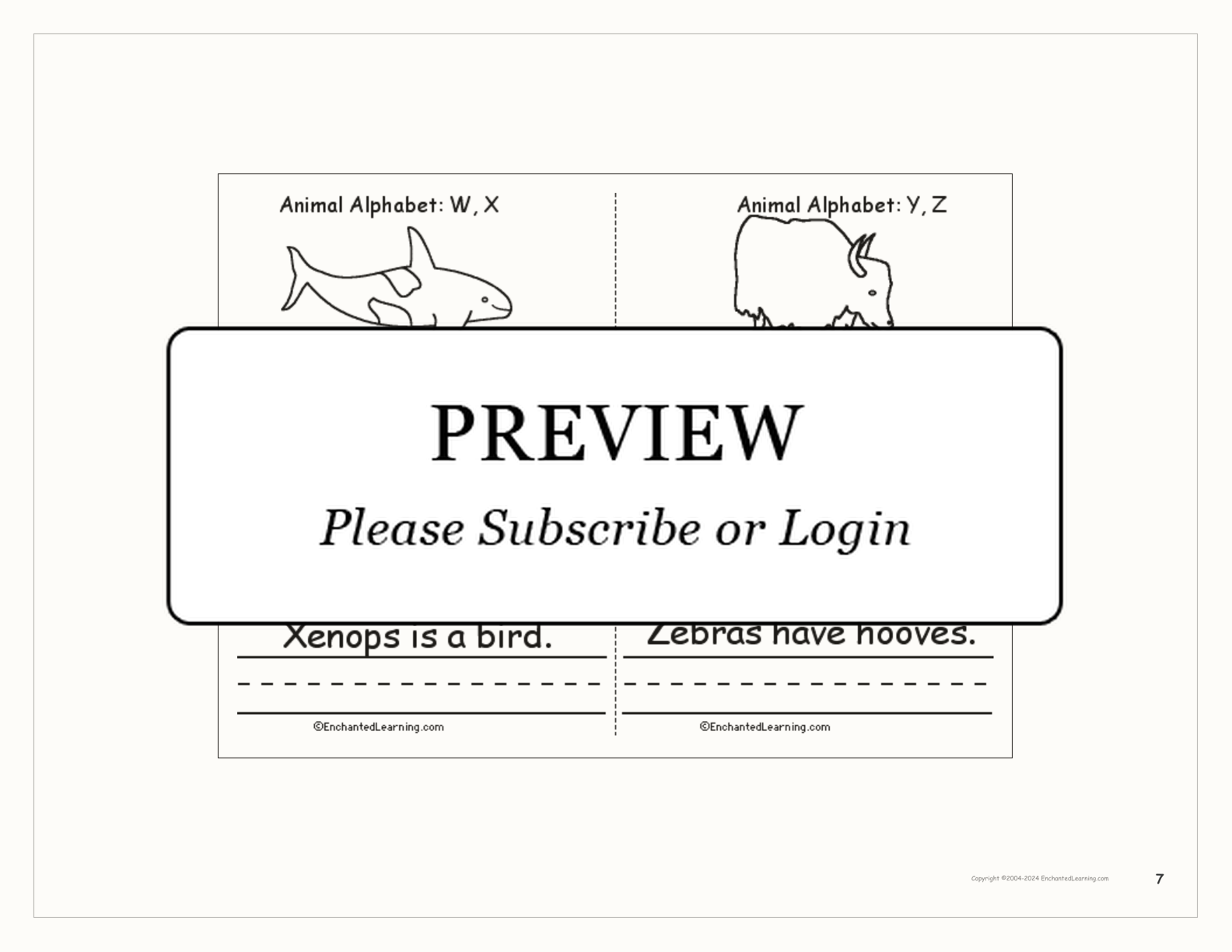 Animal Alphabet Book interactive printout page 7