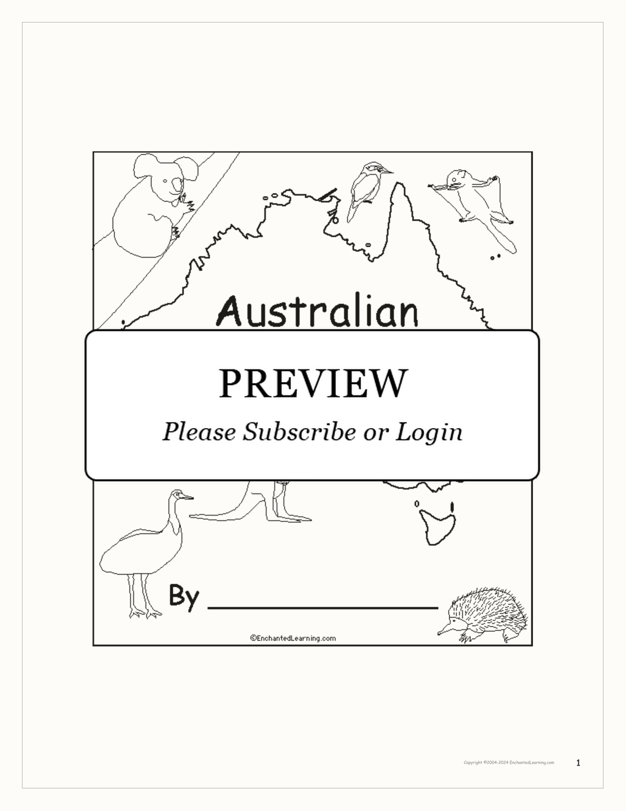Australian Animals: Printable Book interactive printout page 1