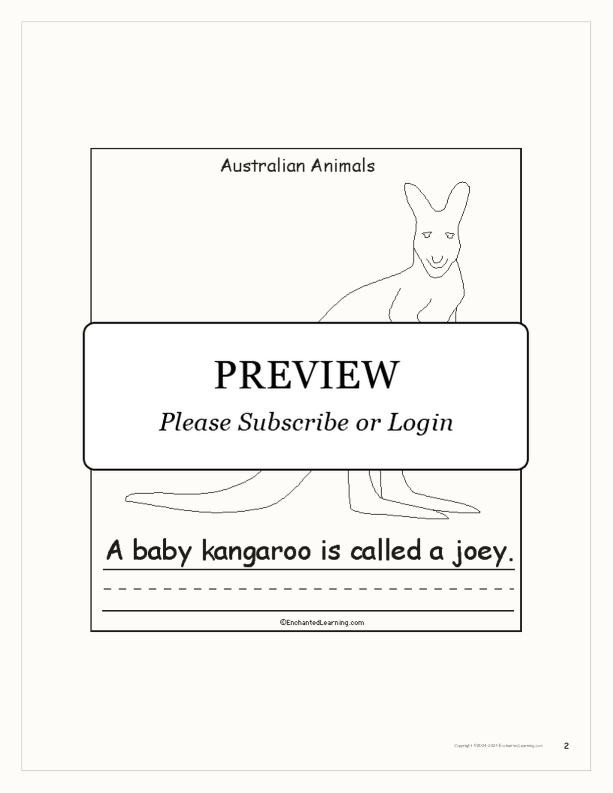 Australian Animals: Printable Book interactive printout page 2