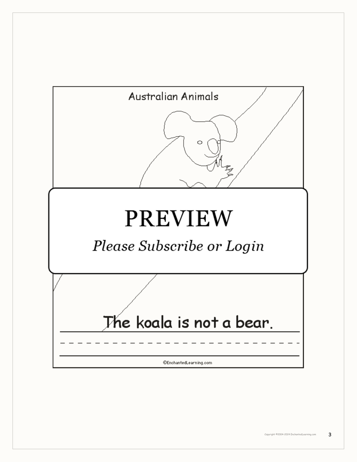 Australian Animals: Printable Book interactive printout page 3
