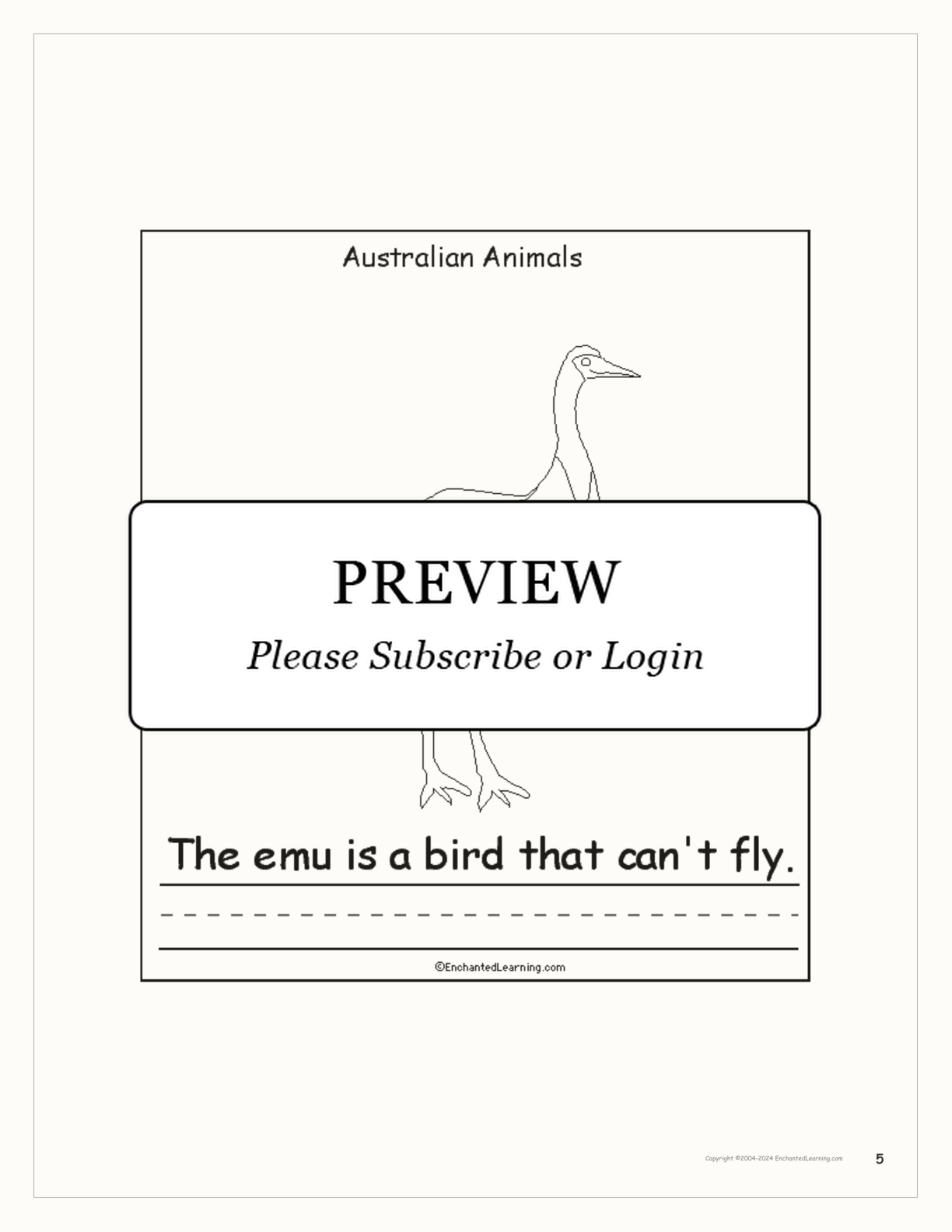Australian Animals: Printable Book interactive printout page 5