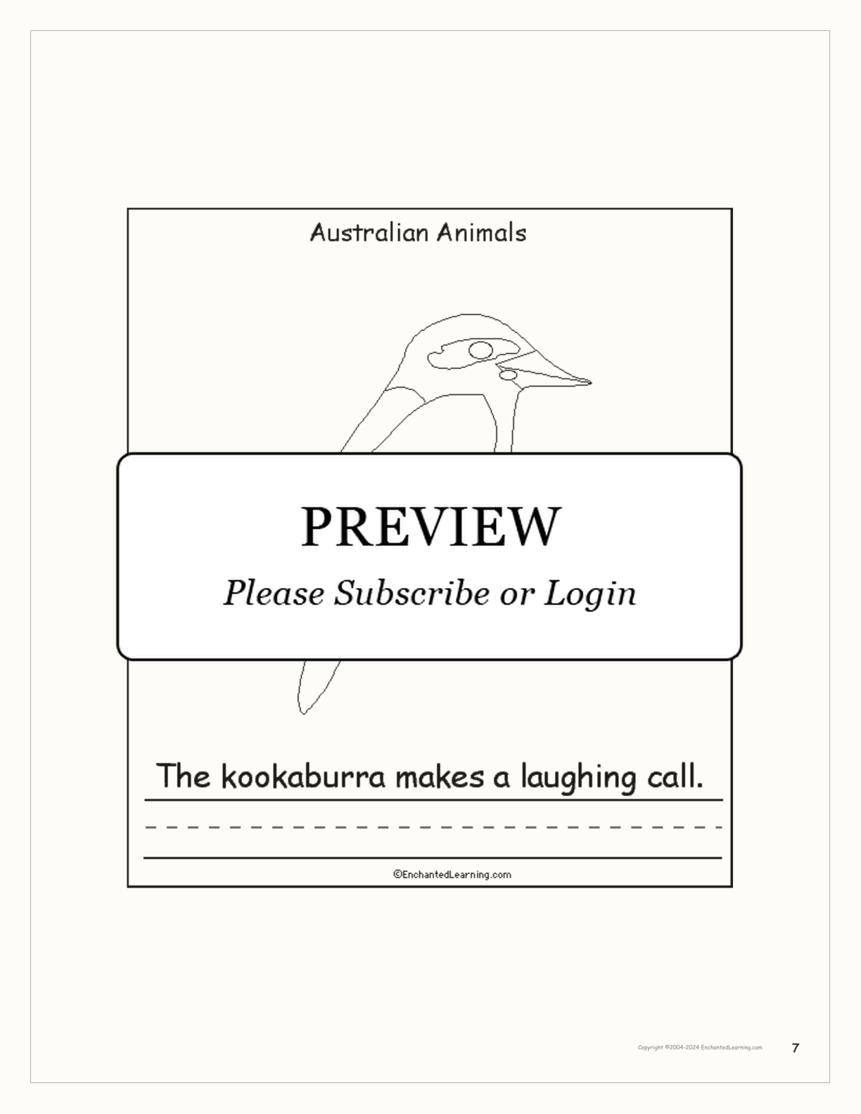 Australian Animals: Printable Book interactive printout page 7