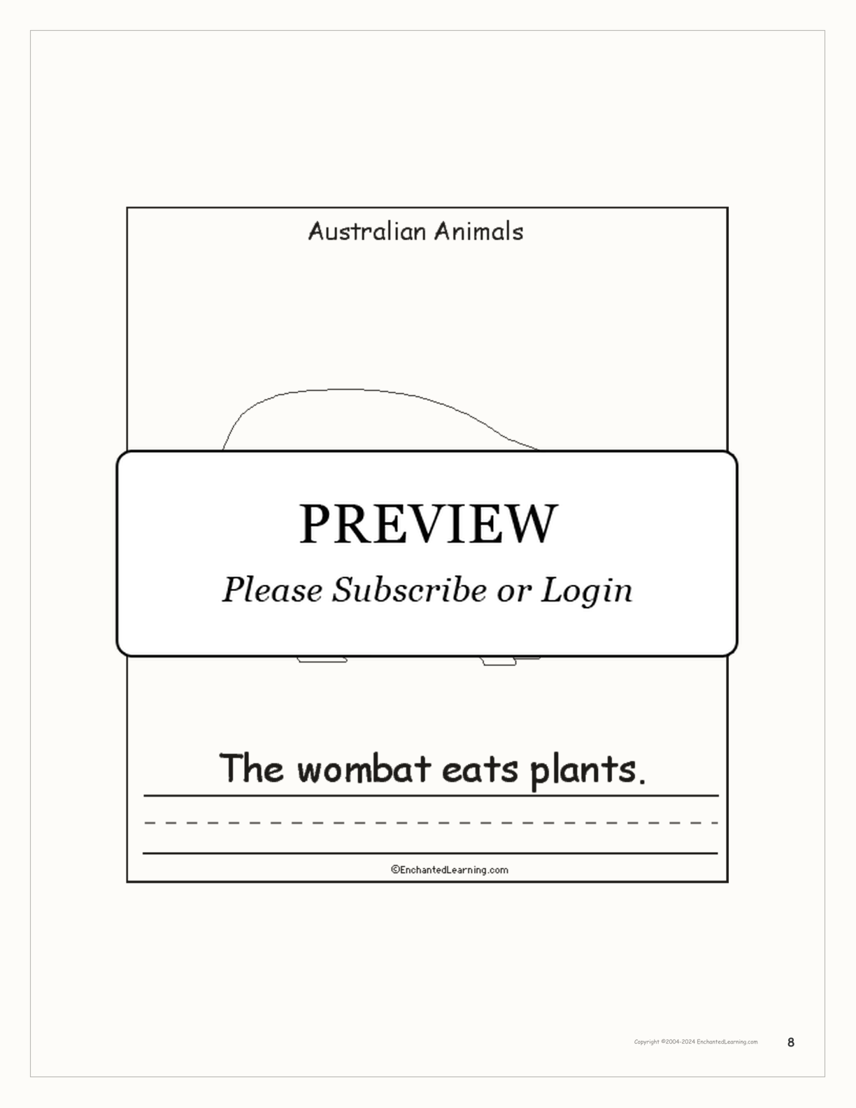 Australian Animals: Printable Book interactive printout page 8