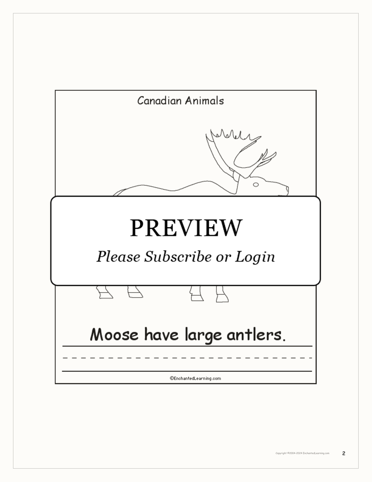 Canadian Animals: Printable Book interactive printout page 2