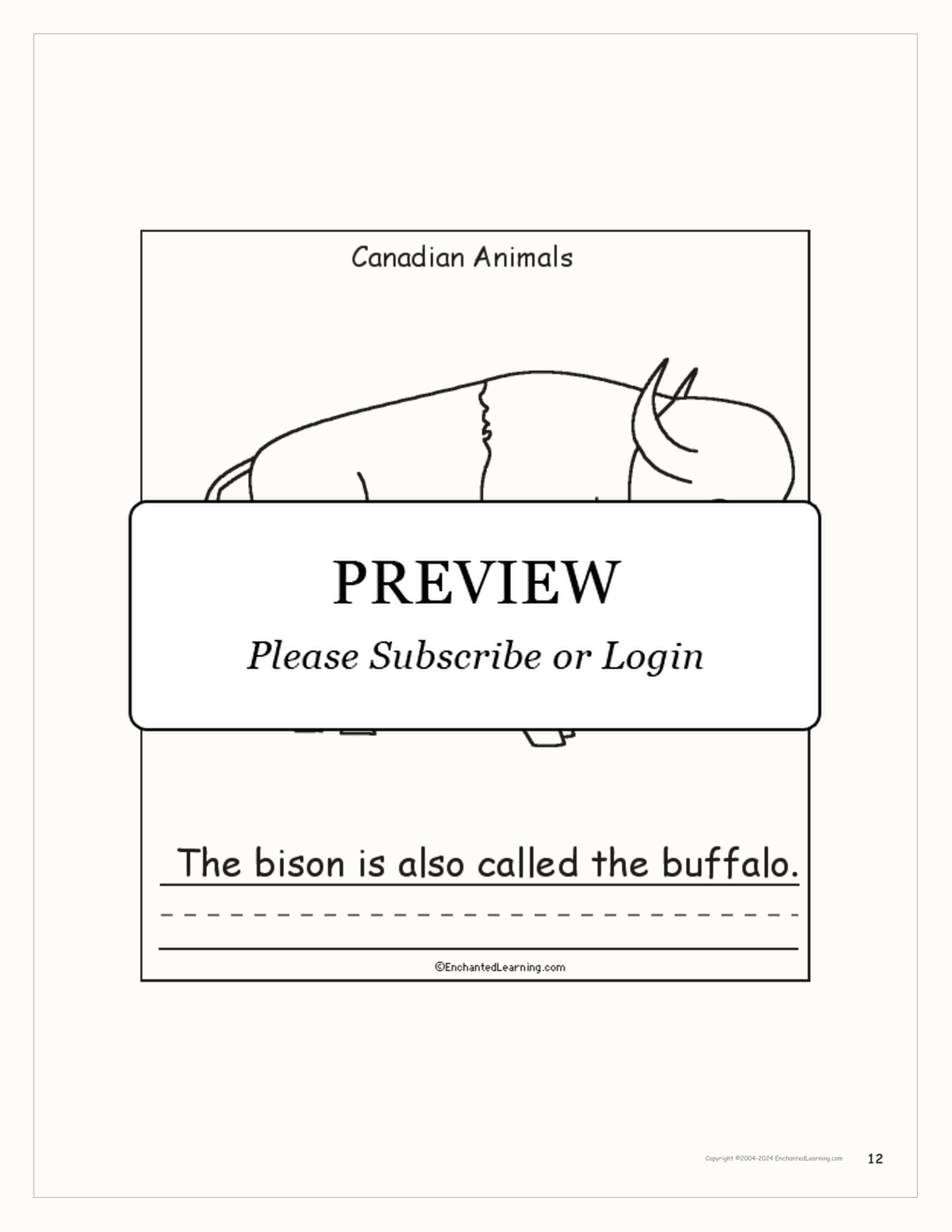 Canadian Animals: Printable Book interactive printout page 12