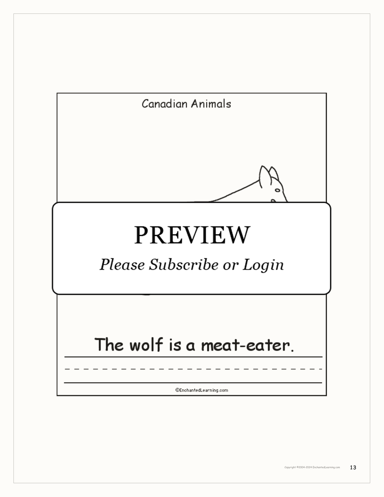 Canadian Animals: Printable Book interactive printout page 13