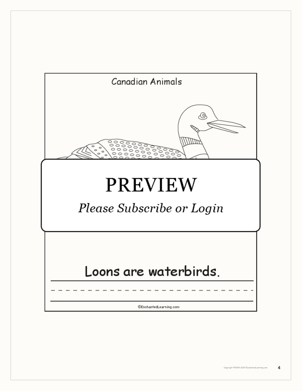 Canadian Animals: Printable Book interactive printout page 4