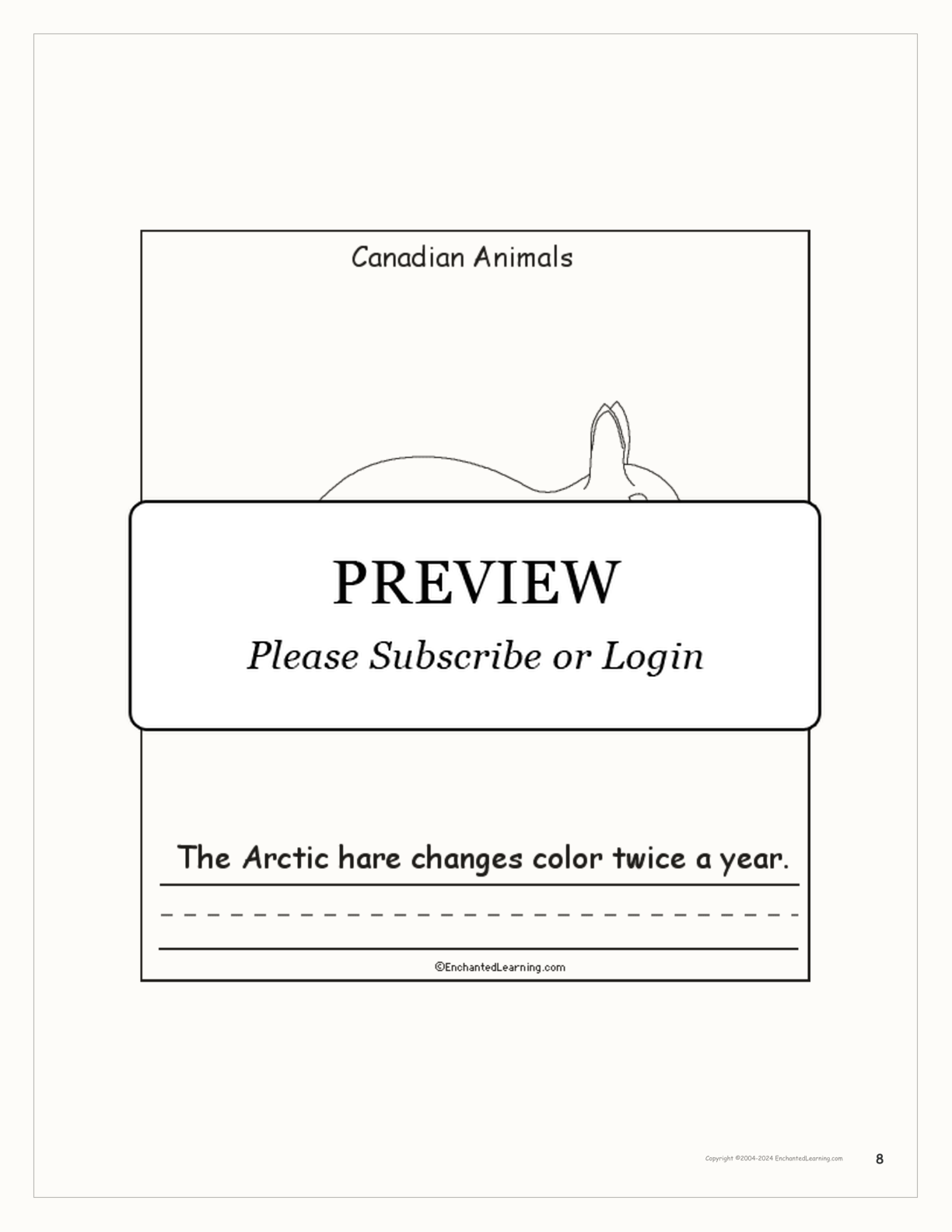 Canadian Animals: Printable Book interactive printout page 8