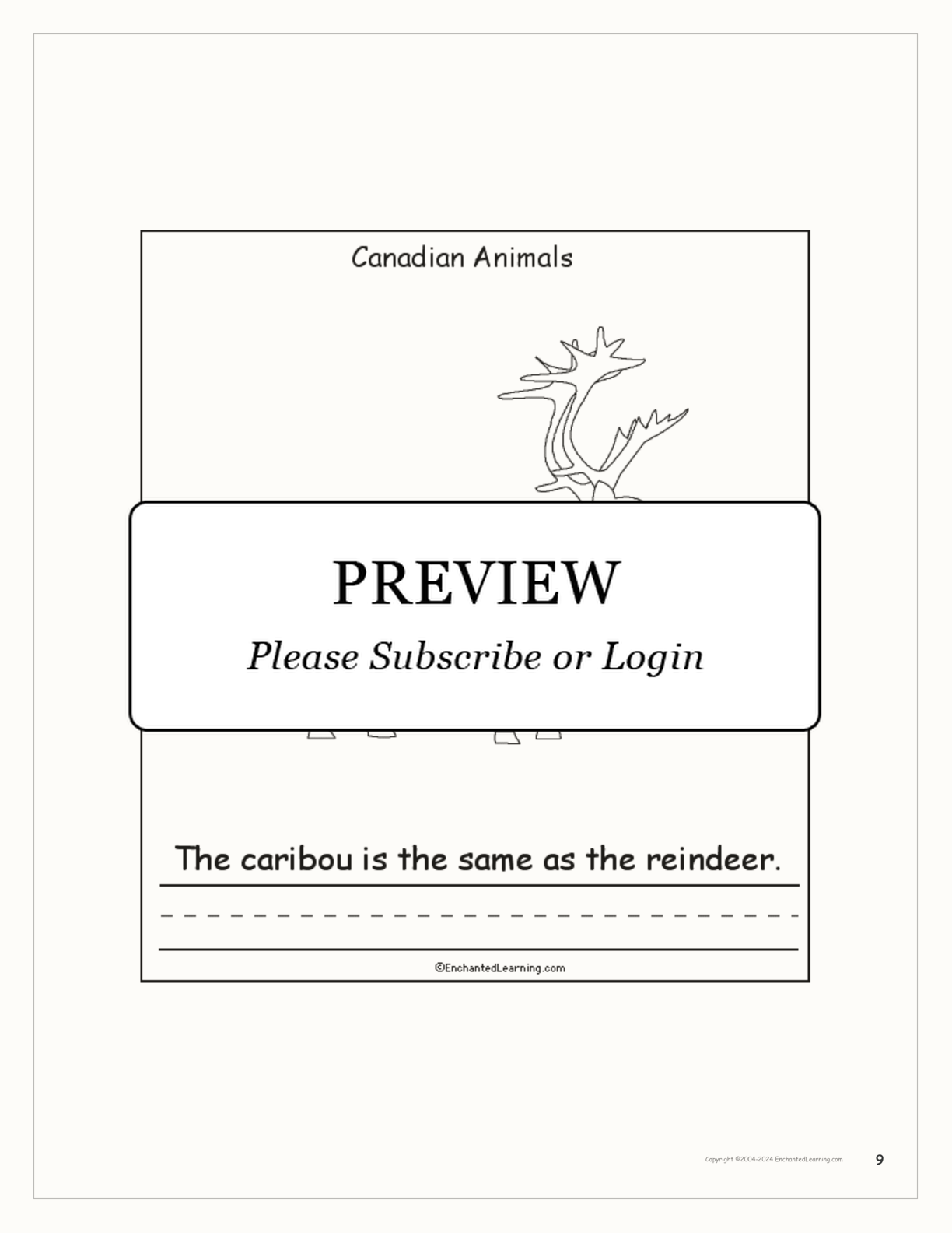 Canadian Animals: Printable Book interactive printout page 9