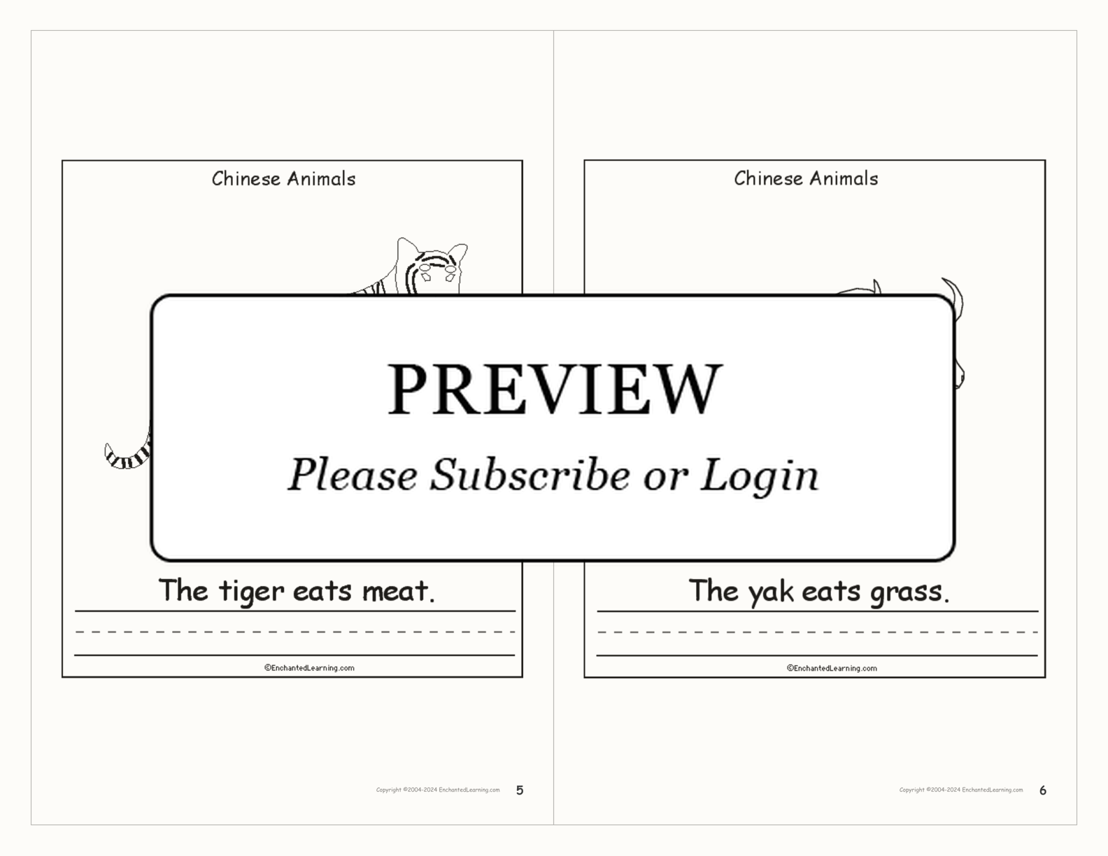 Chinese Animals: Printable Book interactive printout page 3