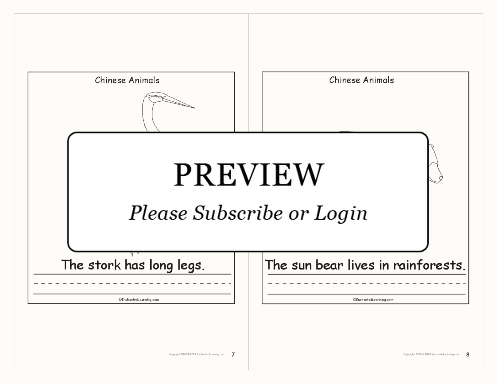 Chinese Animals: Printable Book interactive printout page 4
