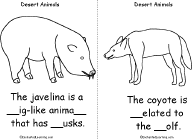 Search result: 'Desert Animals Book, A Printable Book: Javelina, Coyote'