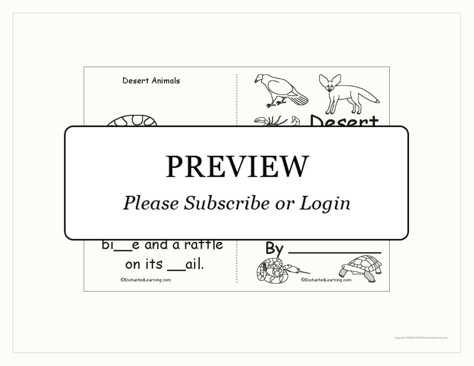 Desert Animals Book interactive printout page 1