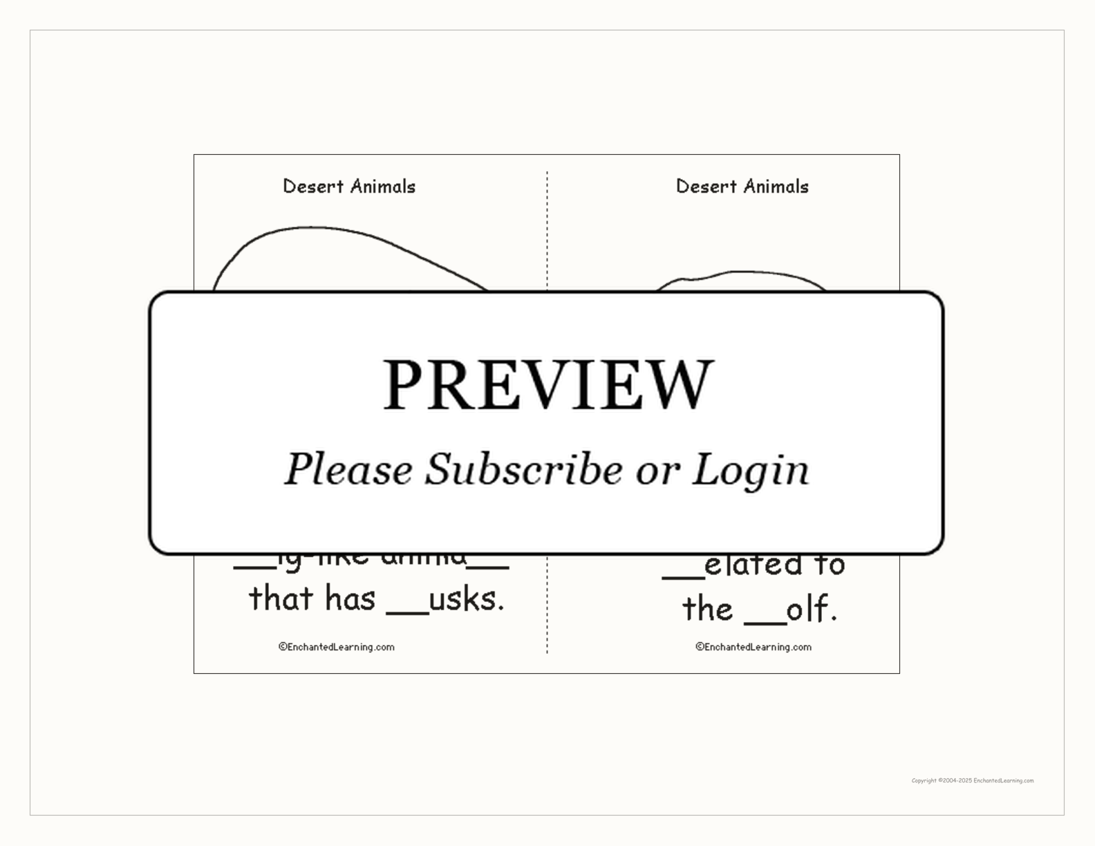 Desert Animals Book interactive printout page 2