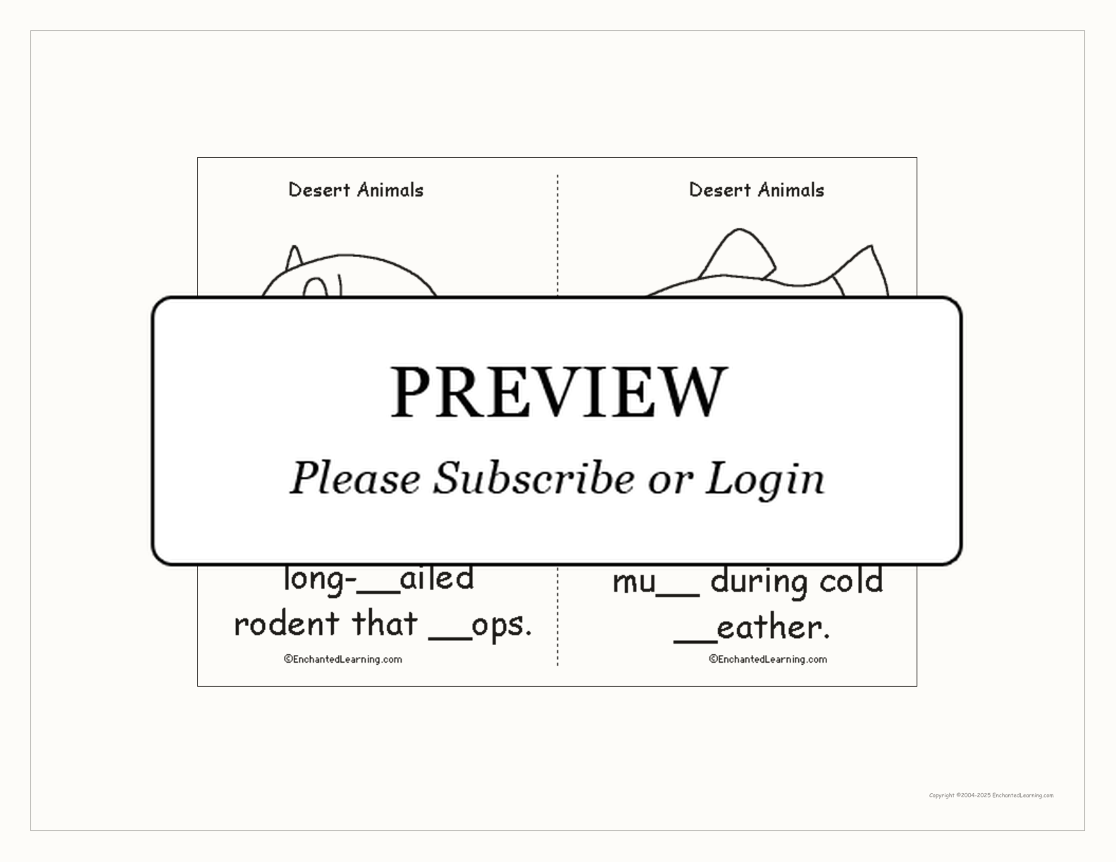 Desert Animals Book interactive printout page 5