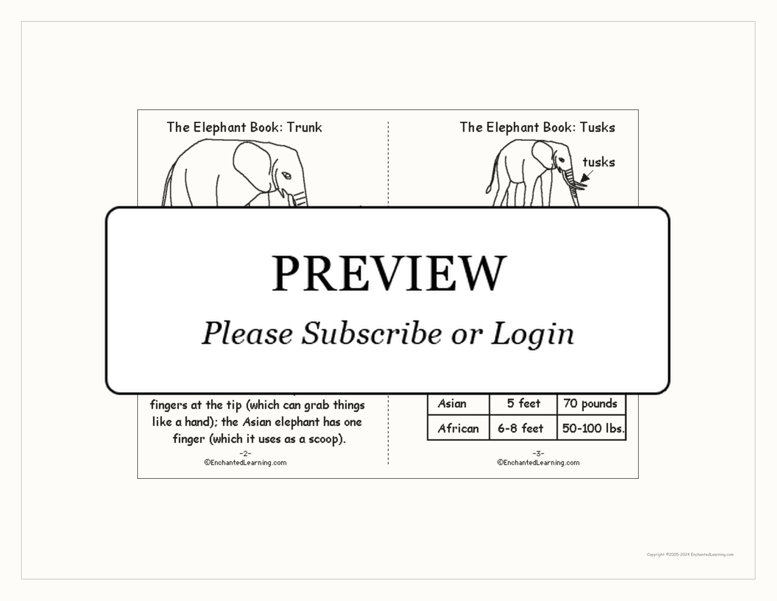 Elephant Printable Book interactive printout page 2
