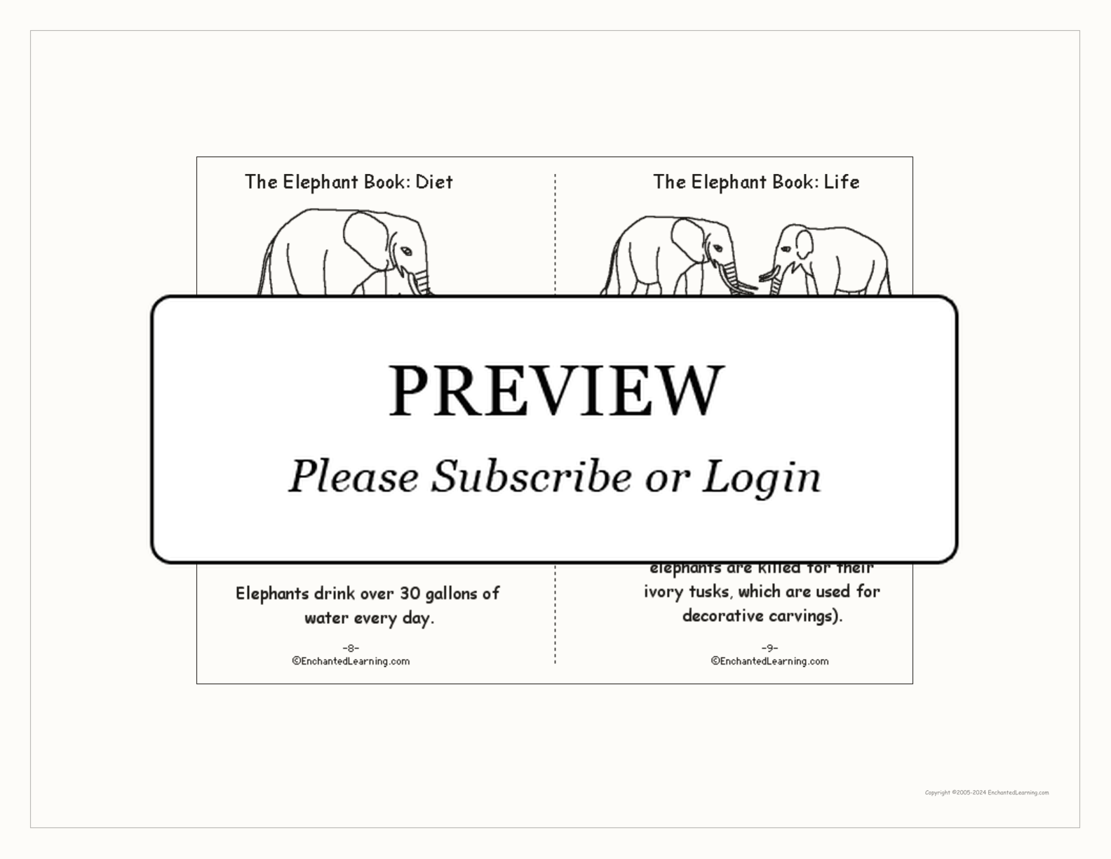 Elephant Printable Book interactive printout page 5