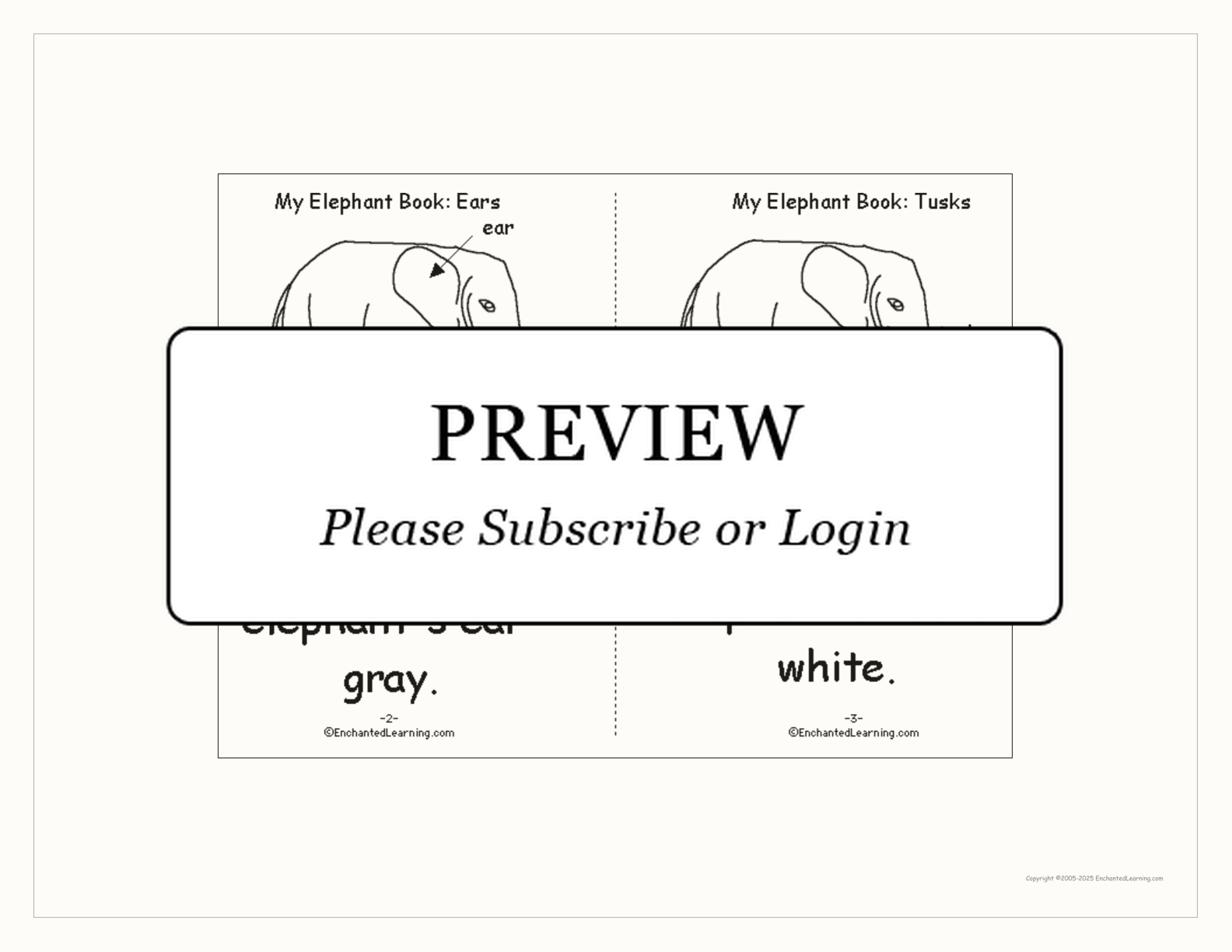 Elephant Printable Book interactive printout page 2