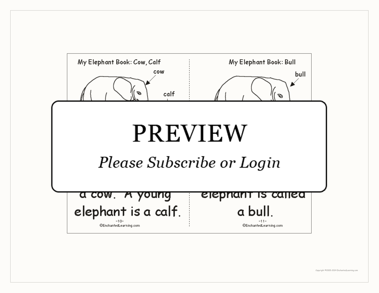Elephant Printable Book interactive printout page 6