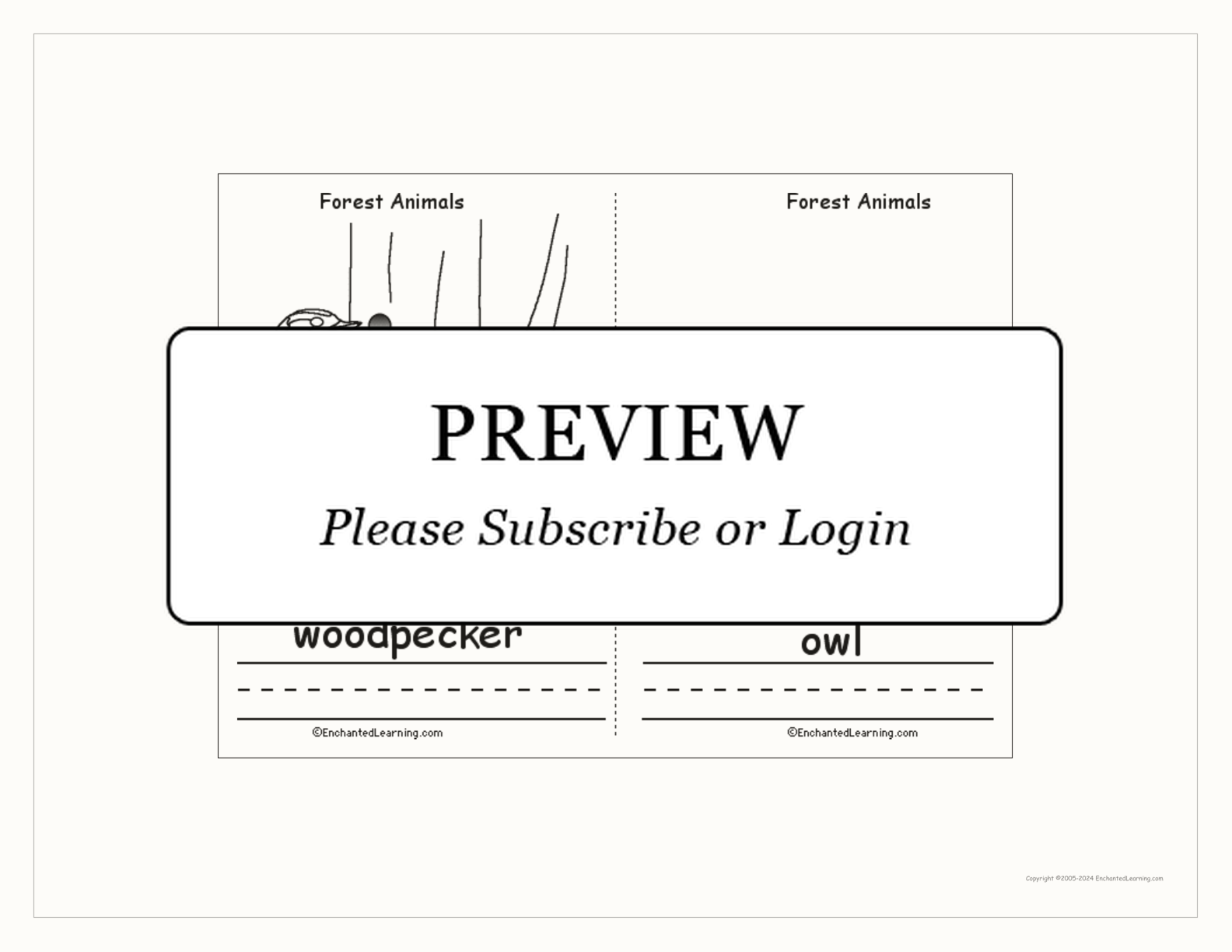 Forest Animals Printable Book interactive printout page 4