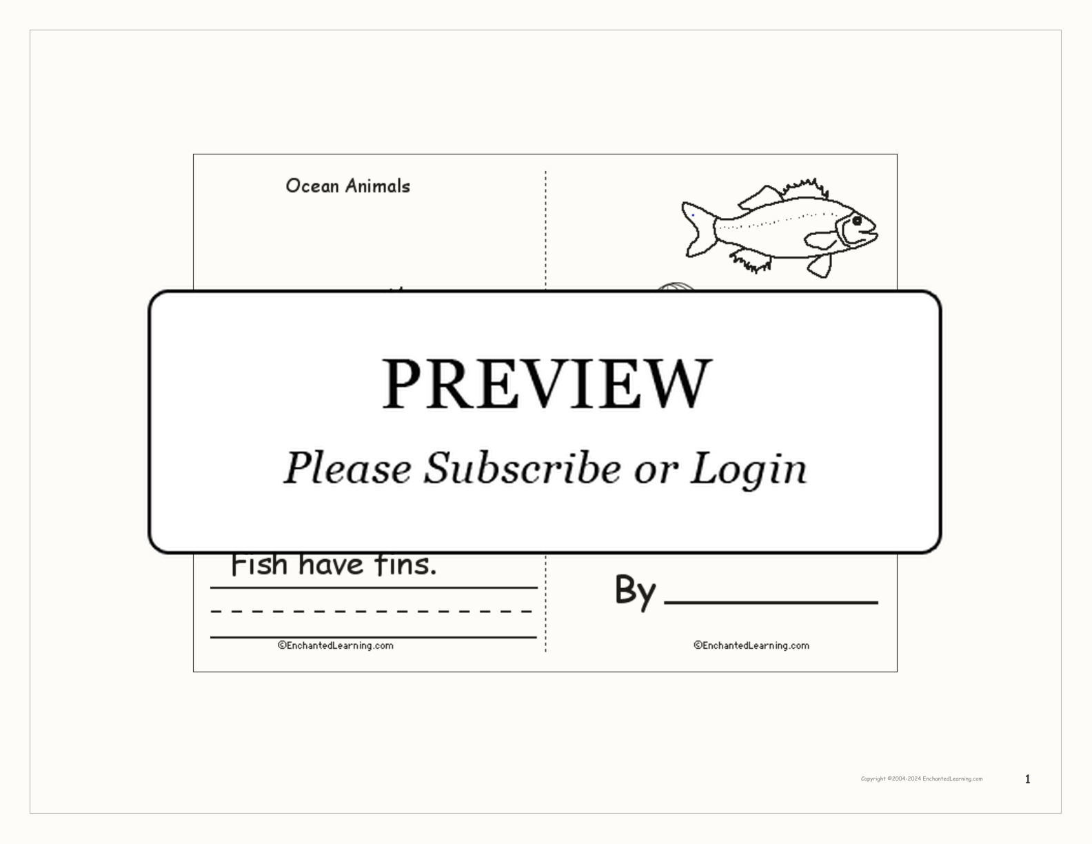 Ocean Animals Book interactive worksheet page 1
