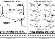 Search result: 'A Rainbow Under the Sea: Ocean Animals Book, A Printable Book: White Beluga Whale, Gray Shark'