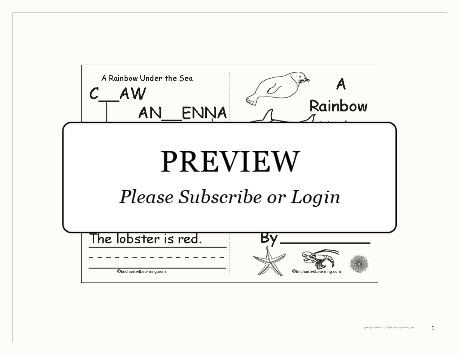 A Rainbow Under the Sea: Ocean Animals Book interactive worksheet page 1