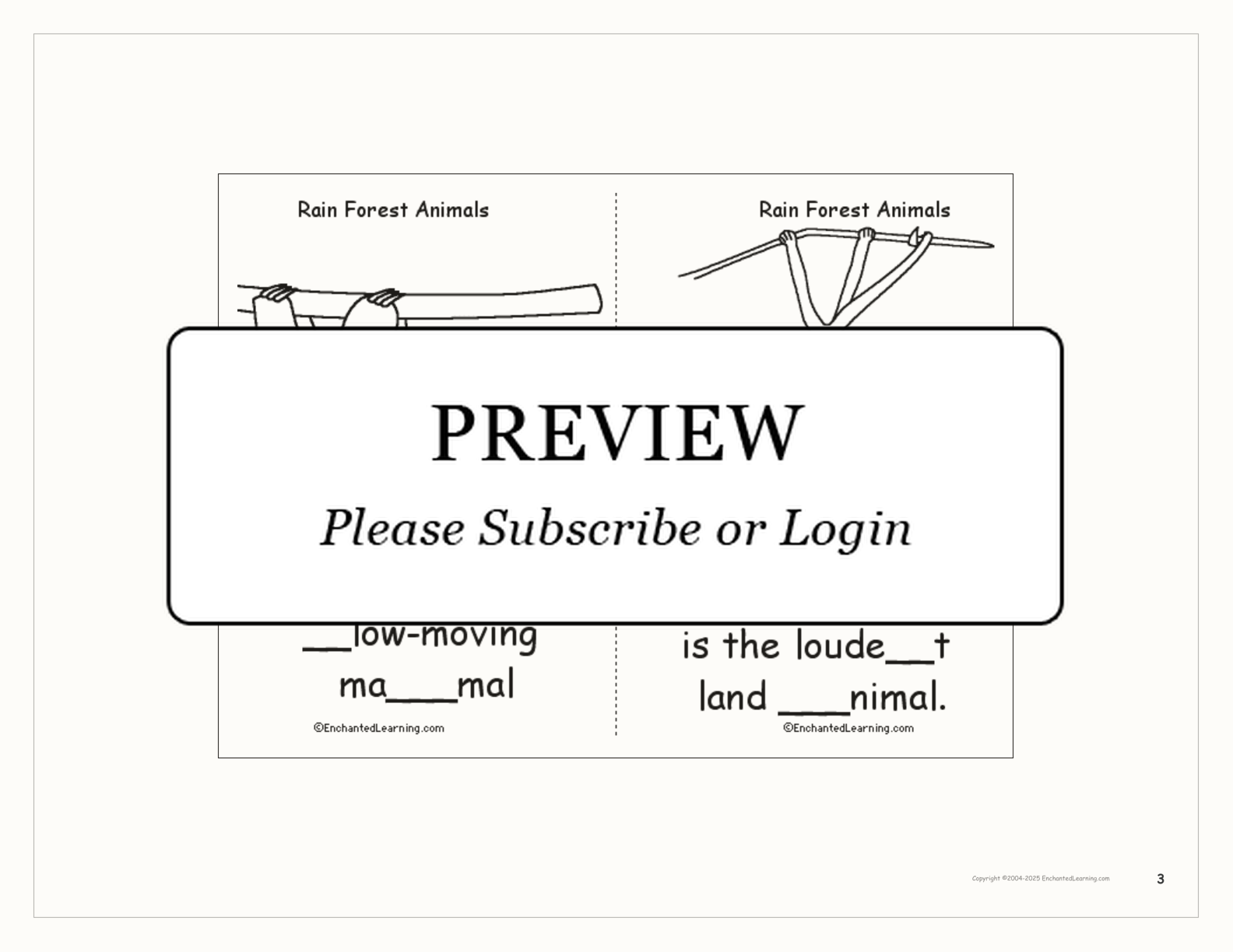 Rainforest Animals Book interactive worksheet page 3