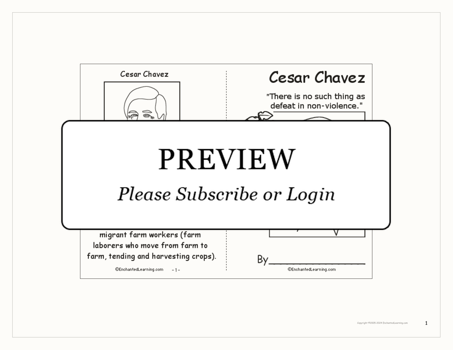 Cesar Chavez Book interactive worksheet page 1