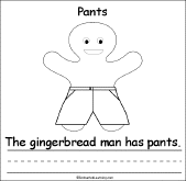 Search result: 'The Gingerbread Man's Clothes Early Reader Book: Pants Page'