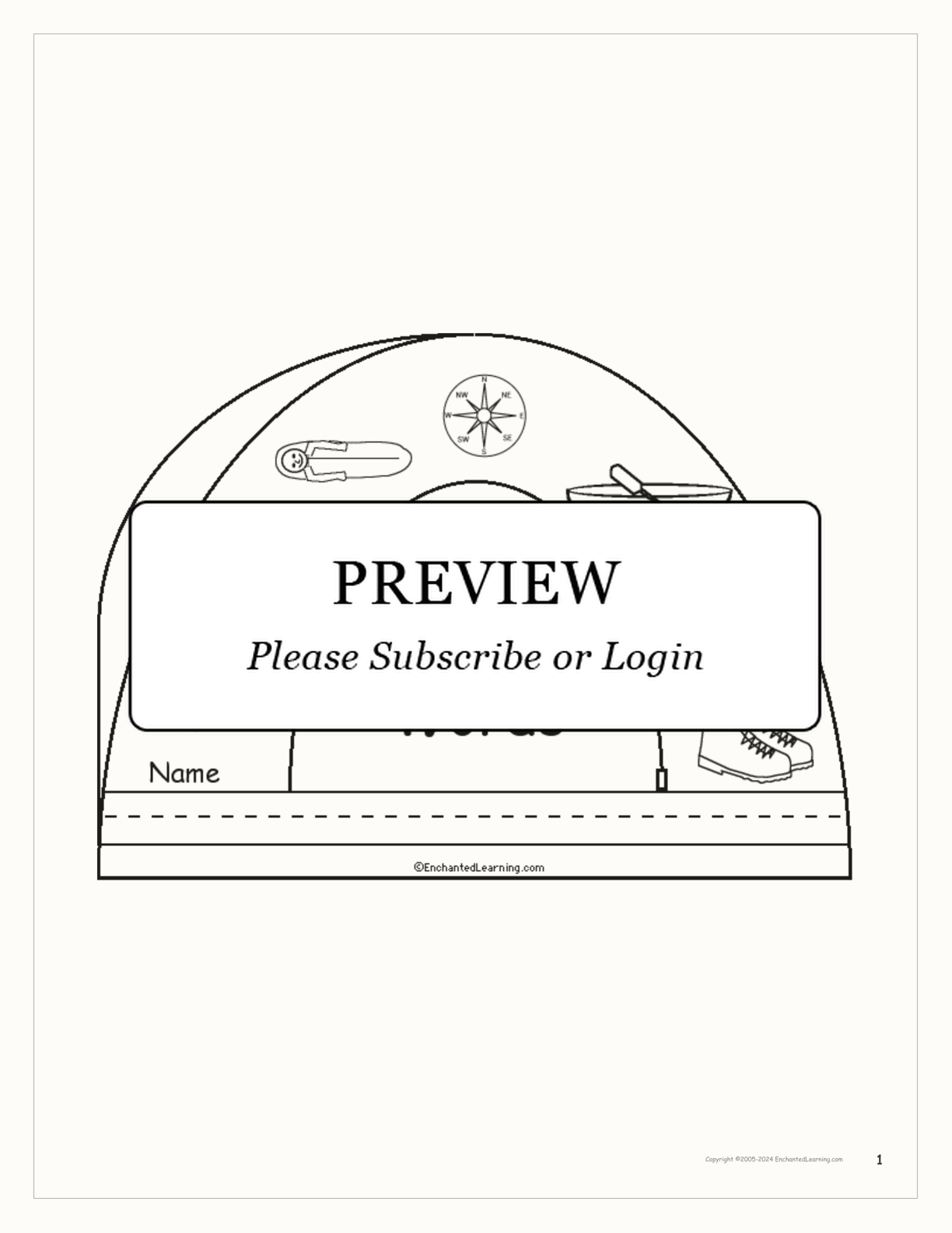 Camping Words - Printable Book interactive worksheet page 1
