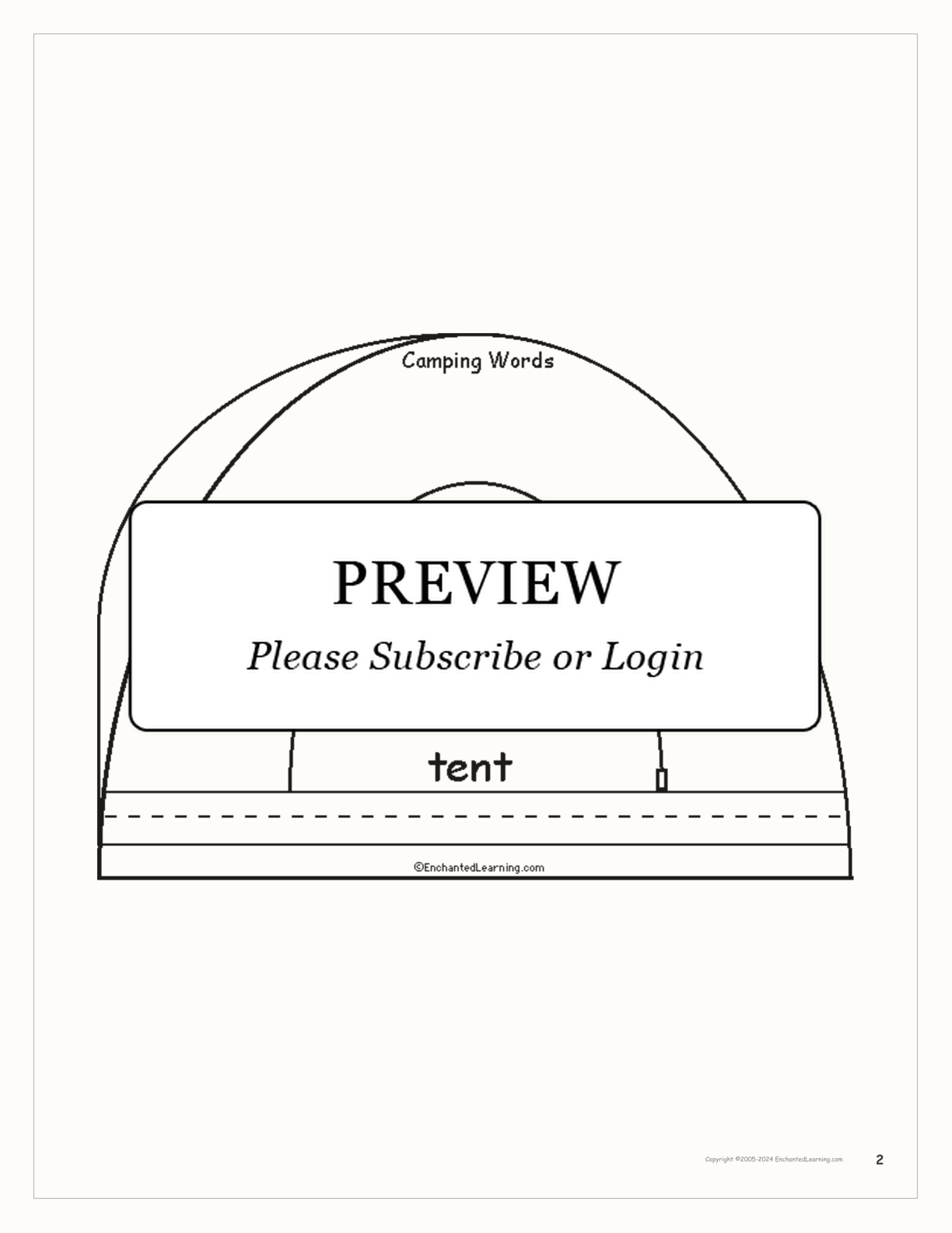 Camping Words - Printable Book interactive worksheet page 2