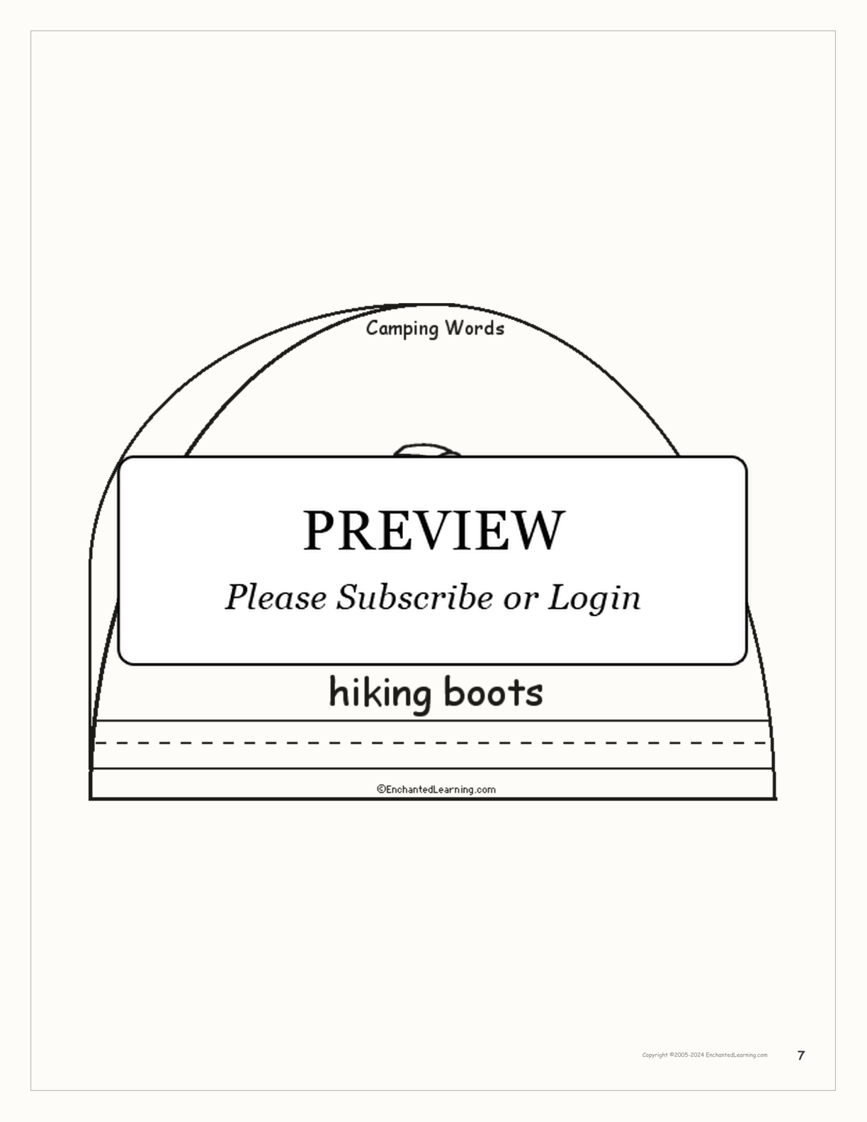 Camping Words - Printable Book interactive worksheet page 7
