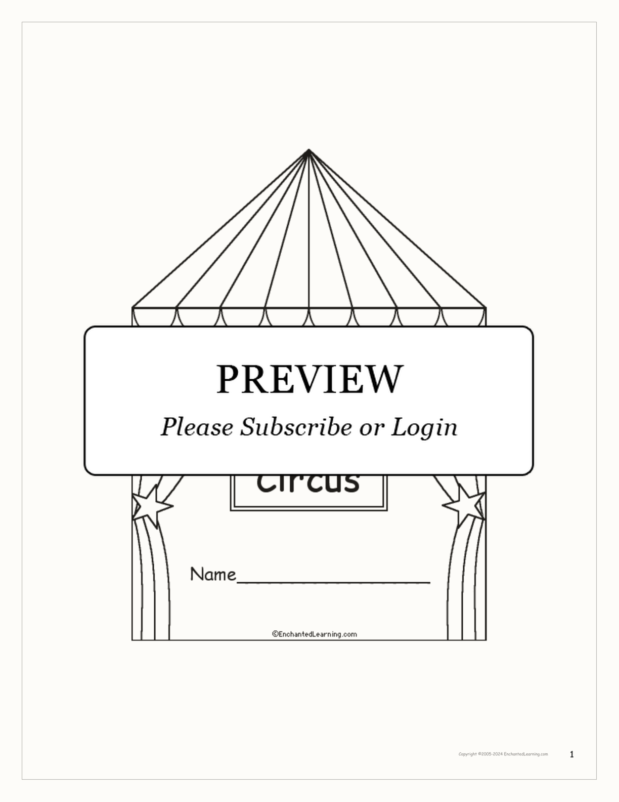 'At the Circus' Printable Book interactive worksheet page 1