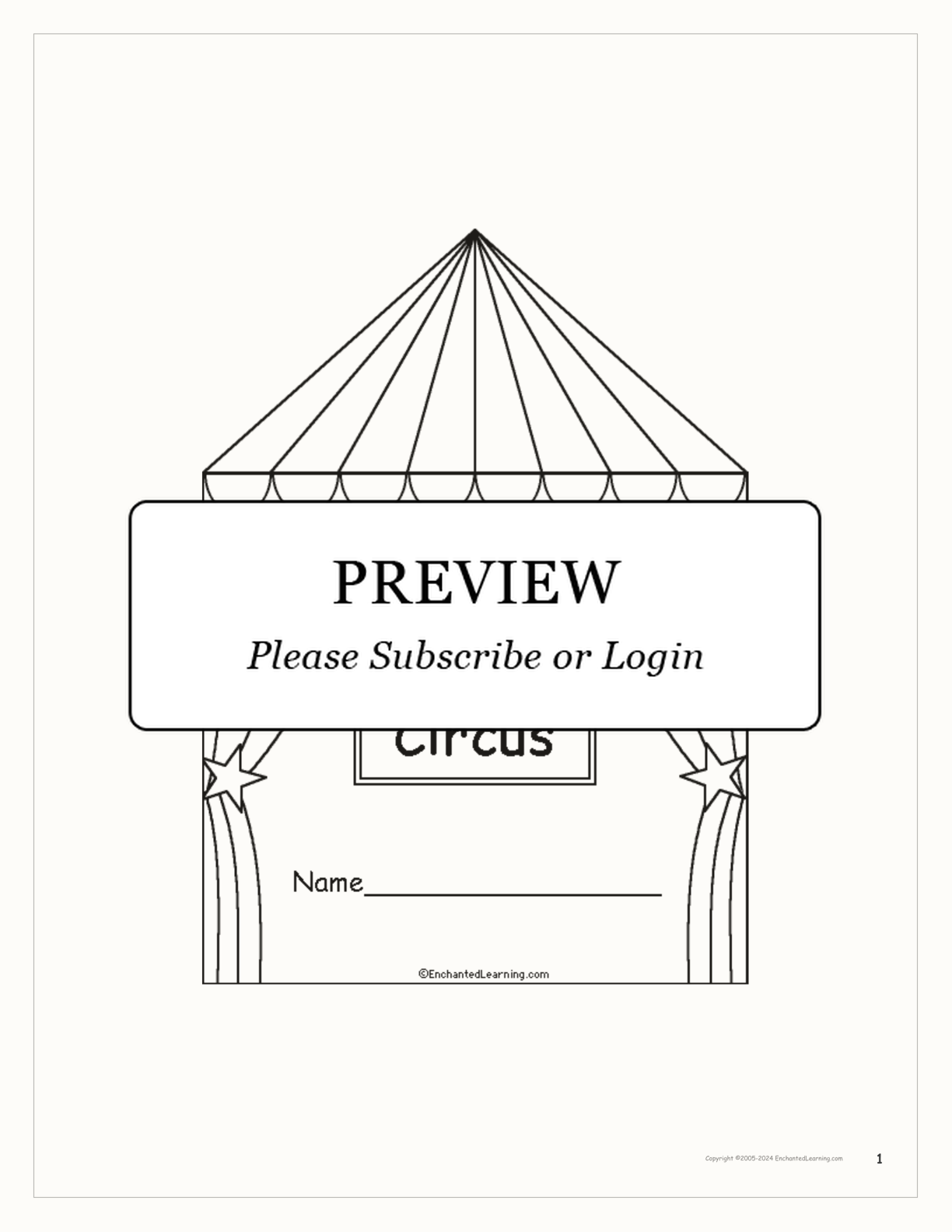 Circus Printable Book interactive worksheet page 1