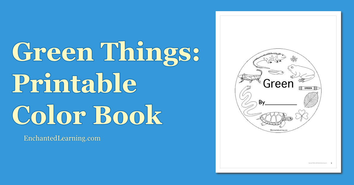 Green Things Printable Color Book Enchanted Learning