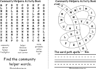 Search result: 'Community Helpers Activity Book, A Printable Book: Word Search,Spelling Path'