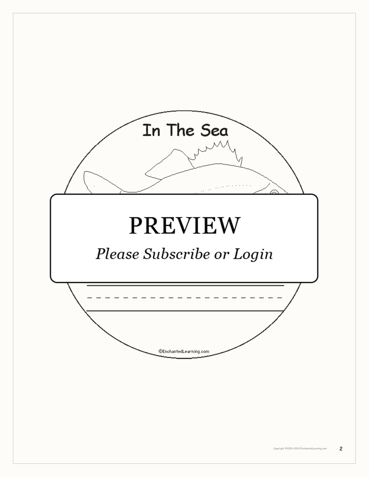 In The Sea: Early Reader Book interactive printout page 2