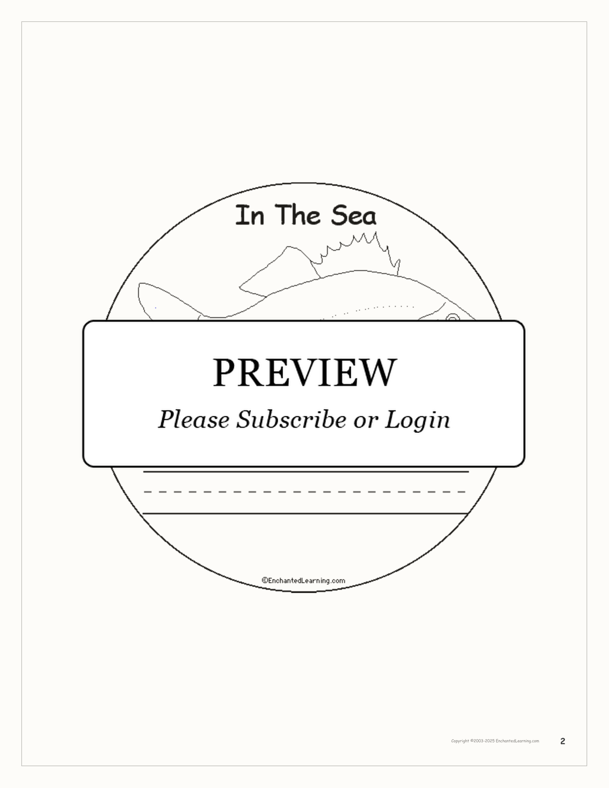 In The Sea: Early Reader Book interactive printout page 2