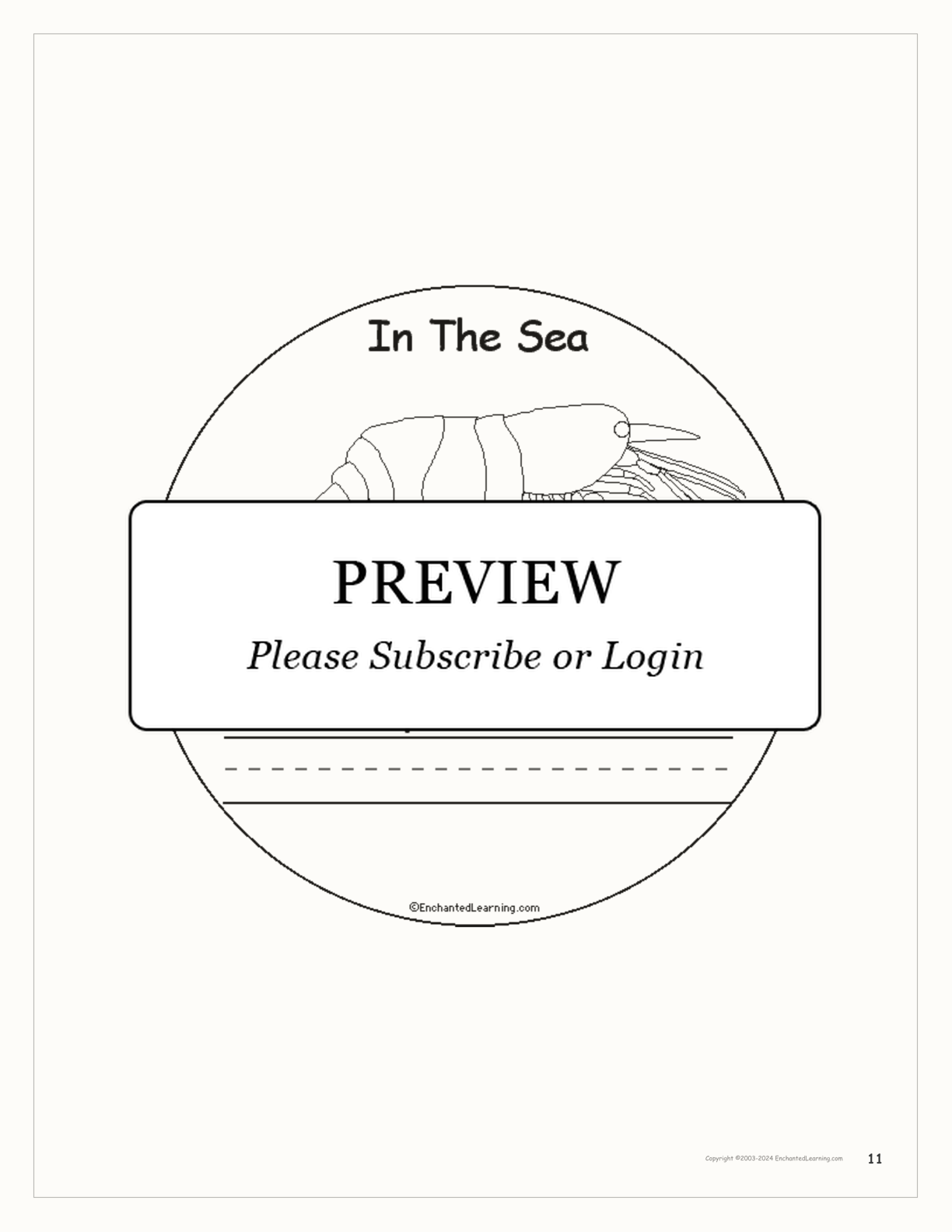 In The Sea: Early Reader Book interactive printout page 11